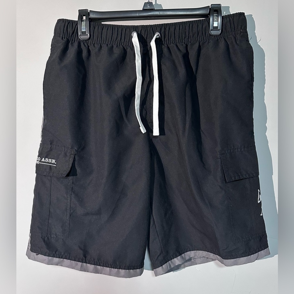 US Polo Assn. Black Swim Trunk Shorts Mens Size Large Stretch